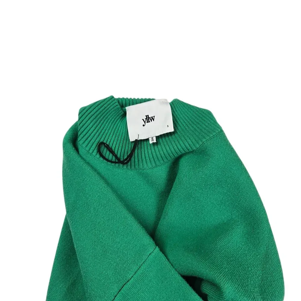 YLLW The Label Sweater Dress Size Small Kelly Green Knit Long Sleeve